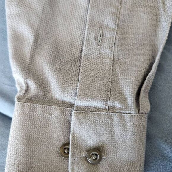 Van Heusen pin cord grey formal button up shirt mens 34/35 regular fit 15.5 - Picture 4 of 5